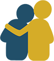 An icon showing two people hugging